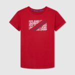 chico playera con logo estampado Pepe Jeans 44JTZ1647 estudio rojo