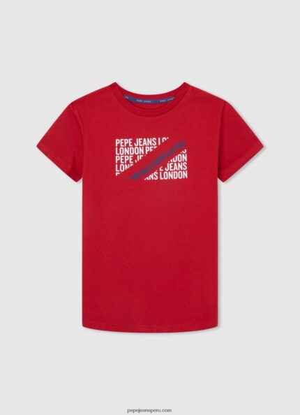 chico playera con logo estampado Pepe Jeans 44JTZ1647 estudio rojo