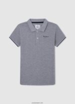 chico polo de piqué con logo bordado Pepe Jeans 44JTZ1666 gris marga
