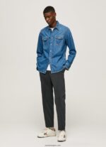 hombres camisa de mezclilla ajustada Pepe Jeans 44JTZ1023 mezclilla - Imagen 2