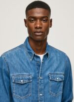 hombres camisa de mezclilla ajustada Pepe Jeans 44JTZ1023 mezclilla - Imagen 3