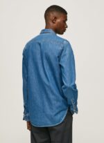 hombres camisa de mezclilla ajustada Pepe Jeans 44JTZ1023 mezclilla - Imagen 4