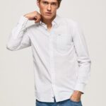 hombres camisa larry slim fit de popelina Pepe Jeans 44JTZ1028 blanqueador azul