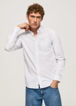 hombres camisa larry slim fit de popelina Pepe Jeans 44JTZ1028 blanqueador azul