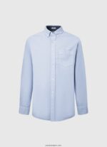 hombres camisa oxford de corte regular fabio Pepe Jeans 44JTZ1027 blanqueador azul - Imagen 5