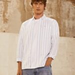 hombres camisa oxford slim a rayas lucius Pepe Jeans 44JTZ1026 blanqueador azul
