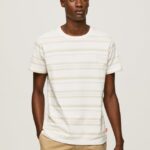 hombres camiseta con estampado de rayas Pepe Jeans 44JTZ994 blanquecino