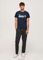 hombres camiseta de algodón con logo de pinceles Pepe Jeans 44JTZ932 dulwich - Imagen 2