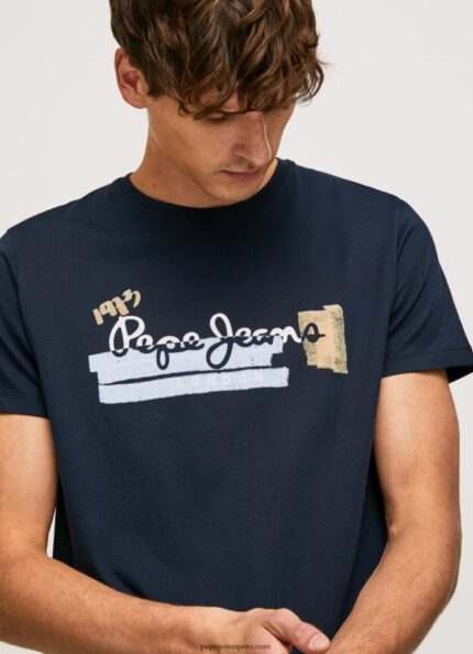 hombres camiseta de algodón con logo de pinceles Pepe Jeans 44JTZ932 dulwich