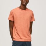 hombres camiseta de algodón liso Pepe Jeans 44JTZ995 calabaza naranja