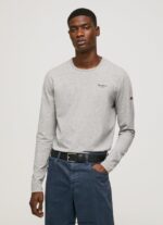 hombres camiseta de manga larga de algodón Pepe Jeans 44JTZ1006 gris marga