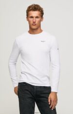 hombres camiseta de manga larga de algodón Pepe Jeans 44JTZ1007 blanco - Imagen 3