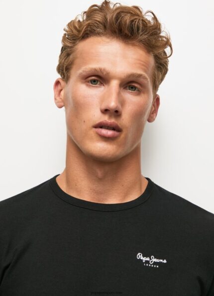 hombres camiseta de manga larga de algodón Pepe Jeans 44JTZ1008 negro