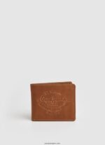 hombres cartera con logo grabado Pepe Jeans 44JTZ1297 tabaco