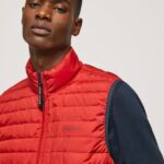 hombres chaleco capitonado con cremallera Pepe Jeans 44JTZ843 estudio rojo