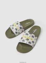 hombres chanclas de playa con estampado de deslizadores Pepe Jeans 44JTZ1282 verde caqui - Imagen 3