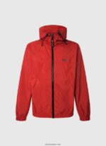 hombres chaqueta cortavientos con capucha Pepe Jeans 44JTZ824 estudio rojo - Imagen 5