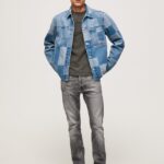 hombres jeans con tiro medio y corte estándar Pepe Jeans 44JTZ802 mezclilla
