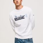 hombres jersey de algodón con cuello redondo Pepe Jeans 44JTZ877 blanco