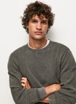 hombres jersey de punto gofrado Pepe Jeans 44JTZ854 negro lavado - Imagen 3