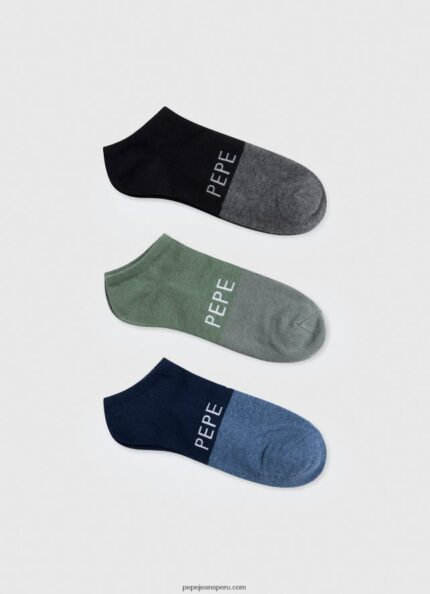 hombres Pack de 3 calcetines tobilleros Pepe Jeans 44JTZ1153 multi