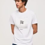 hombres playera con bandera Union Jack Pepe Jeans 44JTZ945 blanco