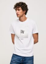 hombres playera con bandera Union Jack Pepe Jeans 44JTZ945 blanco