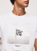 hombres playera con bandera Union Jack Pepe Jeans 44JTZ945 blanco - Imagen 3