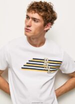 hombres playera con logo de letras Pepe Jeans 44JTZ977 blanco