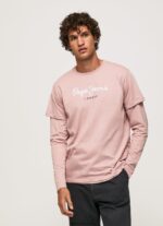 hombres playera con logo estampado Pepe Jeans 44JTZ917 lejía rosa - Imagen 2