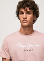 hombres playera con logo estampado Pepe Jeans 44JTZ917 lejía rosa - Imagen 3