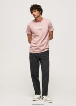 hombres playera con logo estampado Pepe Jeans 44JTZ917 lejía rosa - Imagen 5