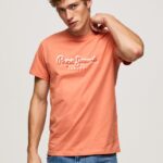 hombres playera con logo estampado Pepe Jeans 44JTZ991 calabaza naranja
