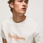 hombres playera con logo estampado Pepe Jeans 44JTZ992 blanquecino