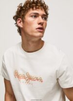 hombres playera con logo estampado Pepe Jeans 44JTZ992 blanquecino