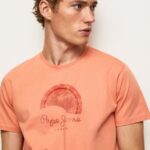 hombres playera con logo y efecto desgastado Pepe Jeans 44JTZ964 calabaza naranja