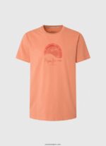 hombres playera con logo y efecto desgastado Pepe Jeans 44JTZ964 calabaza naranja - Imagen 5