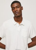 hombres polo de algodón de lino Pepe Jeans 44JTZ1089 blanquecino