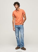 hombres polo de piqué con logo bordado Pepe Jeans 44JTZ1095 calabaza naranja - Imagen 2