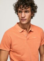 hombres polo de piqué con logo bordado Pepe Jeans 44JTZ1095 calabaza naranja