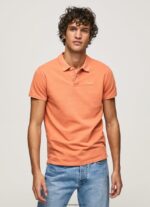 hombres polo de piqué con logo bordado Pepe Jeans 44JTZ1095 calabaza naranja - Imagen 3
