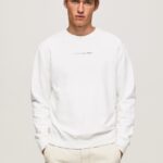 hombres sudadera con logo estampado Pepe Jeans 44JTZ897 blanco