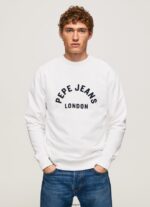 hombres sudadera con logo estampado Pepe Jeans 44JTZ901 blanco