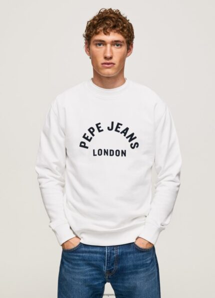 hombres sudadera con logo estampado Pepe Jeans 44JTZ901 blanco
