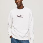 hombres suéter con logo estampado Pepe Jeans 44JTZ880 blanco