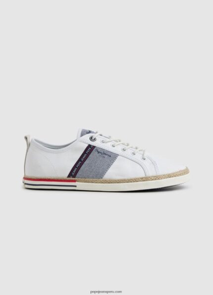 hombres zapatillas blucher de lona Pepe Jeans 44JTZ1216 blanco