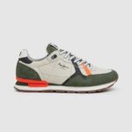 hombres zapatillas brit combinadas Pepe Jeans 44JTZ1185 verde caqui