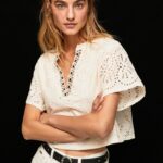 mujer blusa con detalles calados decorativos Pepe Jeans 44JTZ327 suero de la leche