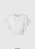 mujer blusa de algodón con detalles calados Pepe Jeans 44JTZ344 blanco - Imagen 5