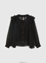 mujer blusa plumeti semitransparente Pepe Jeans 44JTZ328 negro - Imagen 5